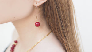 Ruby and sterling silver earrings