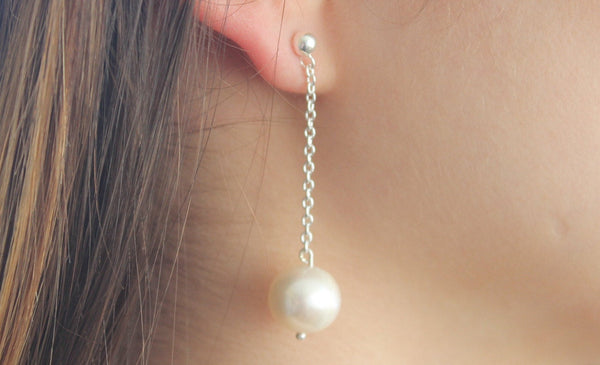 Perla - Pendientes de perlas y plata de primera ley