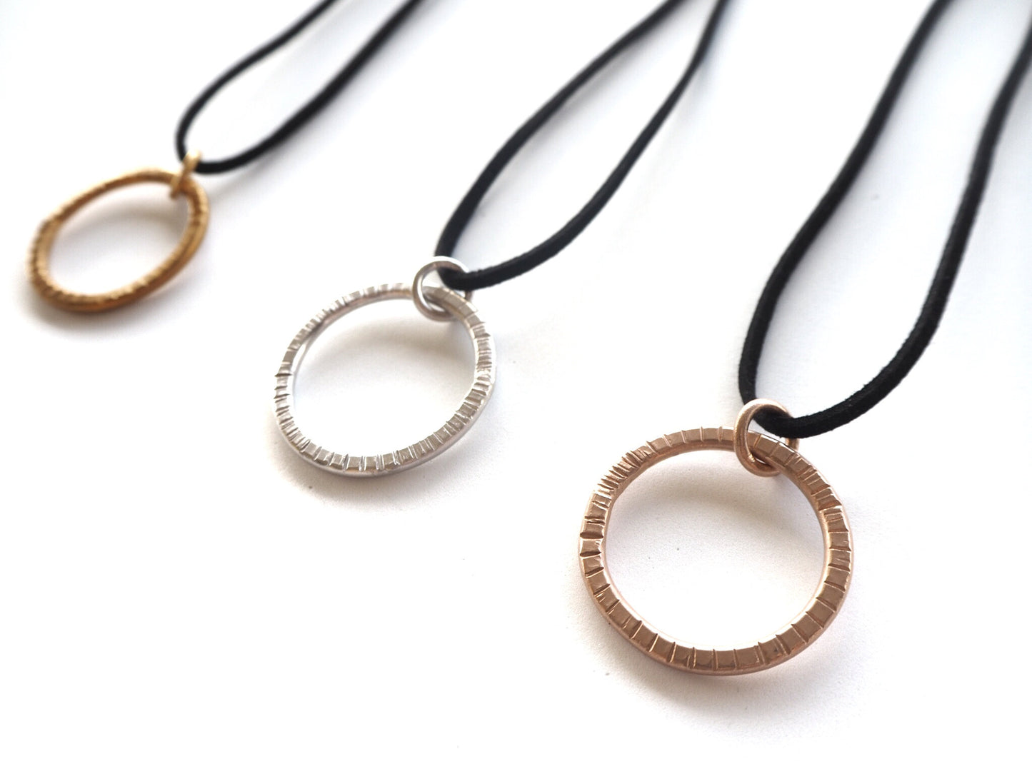 Textures collection - handmade hammered pendant necklace - "Straw" texture