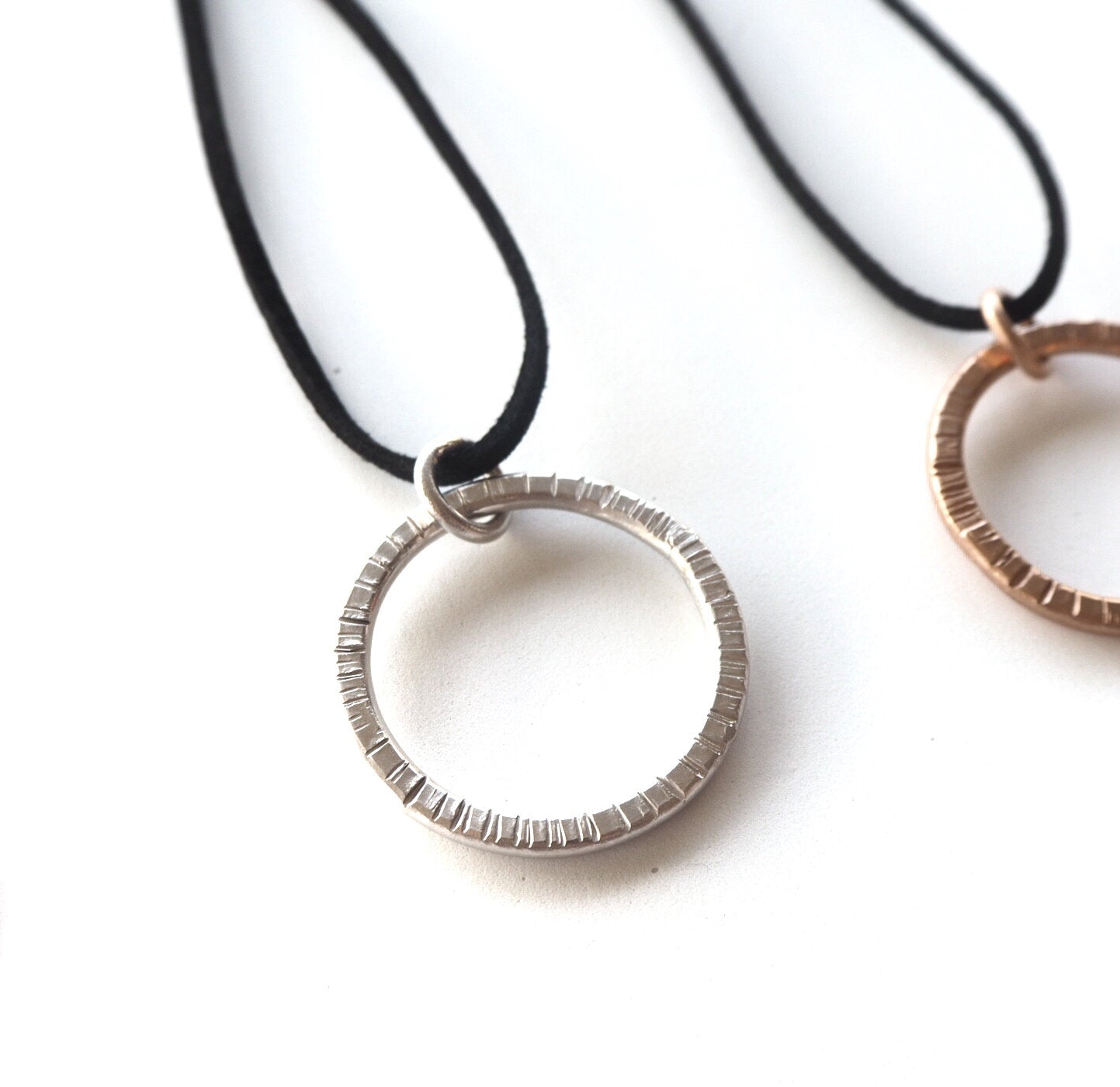 Textures collection - handmade hammered pendant necklace - "Straw" texture