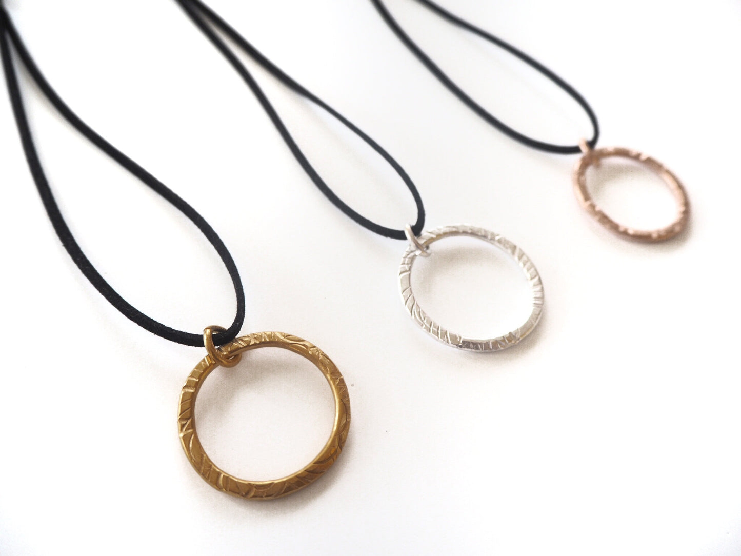 Textures collection - handmade hammered pendant necklace -  "Hours" texture