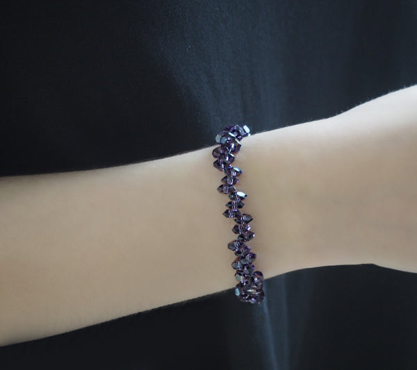 Amethyst - Genuine Amethyst Crystal Quartz Rondelle Bracelet, gifts for her, women bracelet, February gemstone, Pisces, and 6th-anniversary gemstone