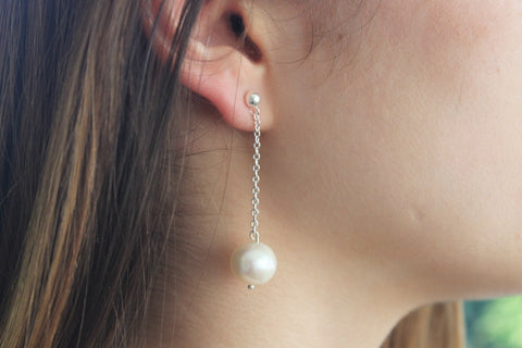 Pearl - Top pearl and sterling silver earrings