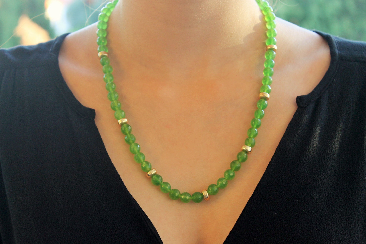 Collana in peridoto e argento dorato