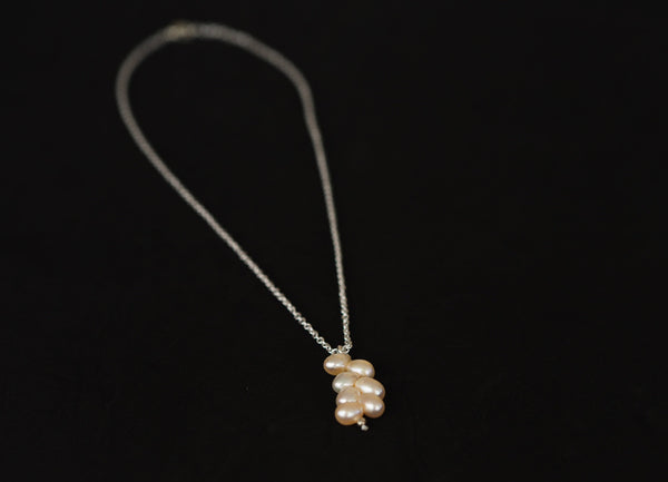 Perle - Rose Perlen Anhänger und Silberkette Halskette