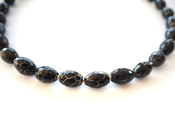 Achat - Halskettenset aus bräunlichem und schwarzem Crash-Achat