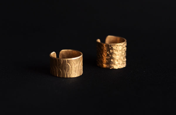 Textures collection - Adjustable Handmade Custom Textured Gold /Rose gold / Silver/ Gunmetal Unisex Size XL Band Ring