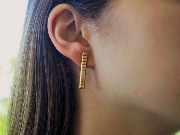 Textures collection - vertical handmade hammered textured earrings