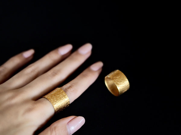 Textures collection - Adjustable Handmade Custom Textured Gold /Rose gold / Silver/ Gunmetal Unisex Size XL Band Ring