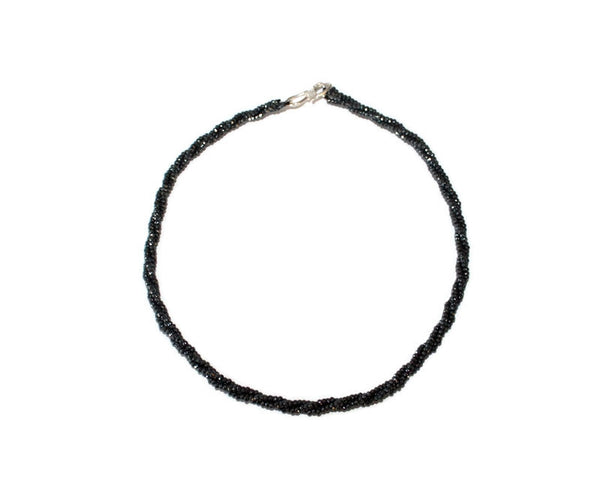 Hämatit - Dunkle silberne Hämatit-Halskette mit silbernem"S"-Verschluss