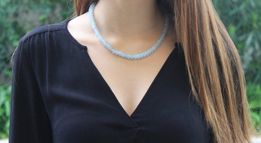 Aquamarine 7 mm rondelles necklace