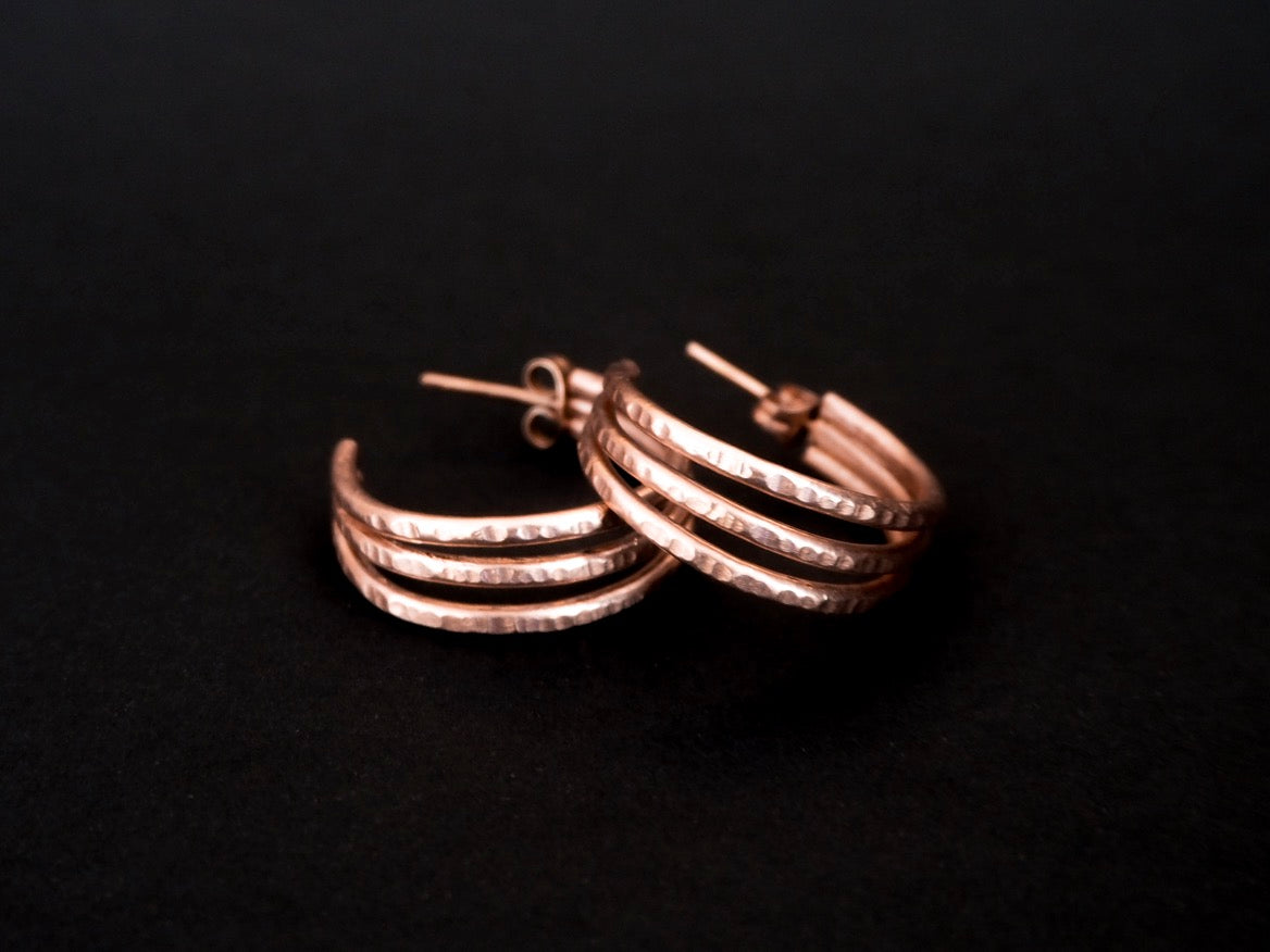 Trio collection - handmade hammered earrings - L and XL sizes